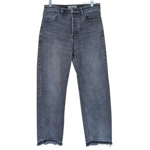Free People We‎ The Free Curvy Jeans Raw Hem Button Fly Black Faded Women's 28